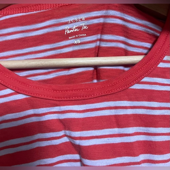 J.Crew Women's Striped Long Sleeve Painter Tee,Cranberry Red, Size XS - Picture 2 of 8